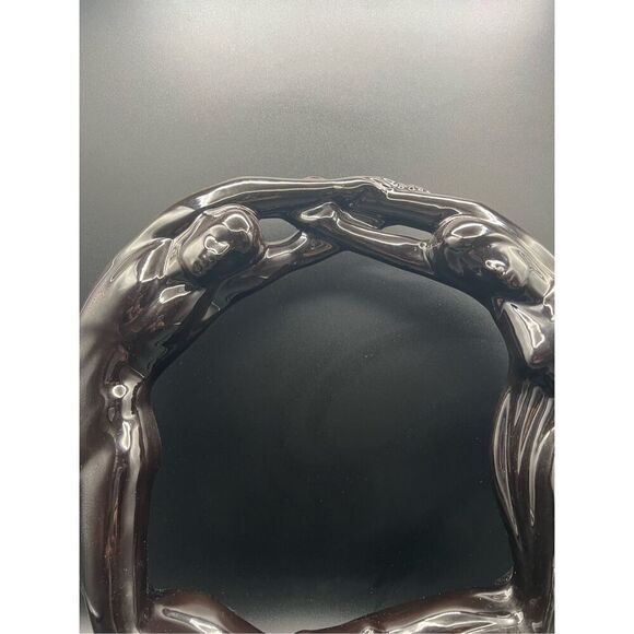 Haeger Pottery Couple Lovers Eternity Circle of Love Black Statue 1986 orig stic - Picture 2 of 7